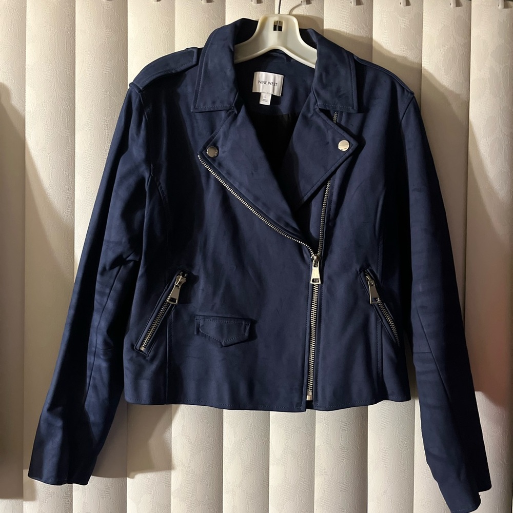 Nine West Dark Blue Leather Jacket